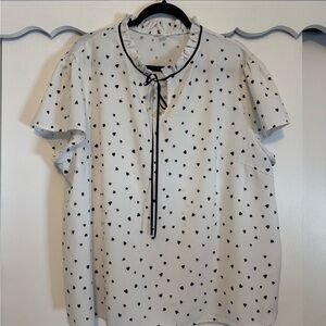 Heart Patterned White Blouse